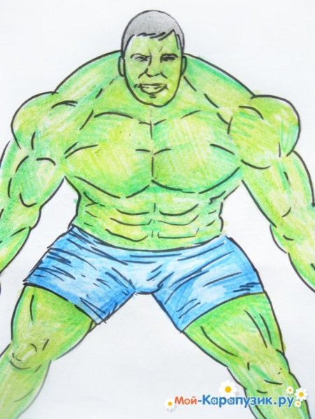 Рисунок Халка карандашом