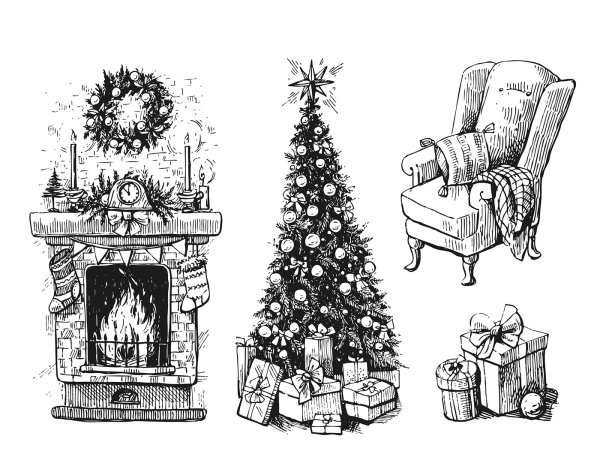 Новогодний камин рисунок