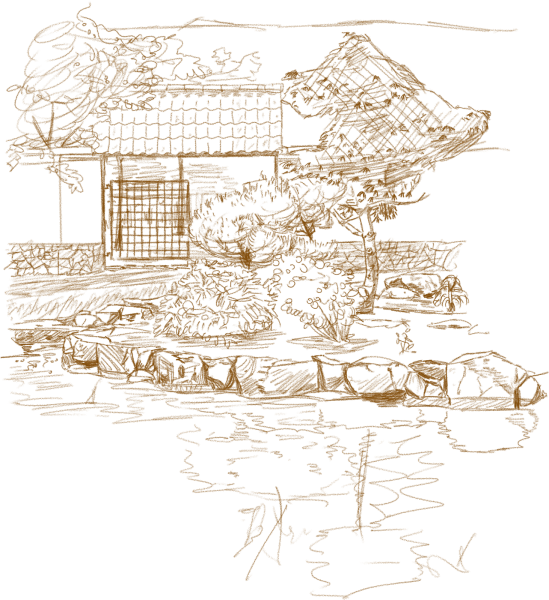 Японский сад карандашом