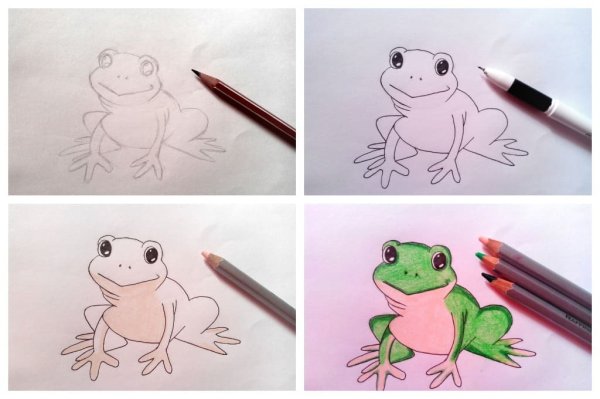 Лягушка карандашом для детей