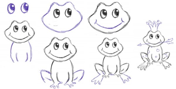 Жаба карандашом для детей