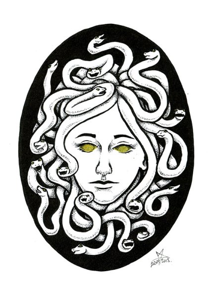 Медуза Горгона рисунок карандашом
