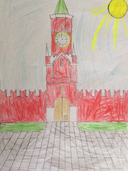 Спасская башня Кремля рисование