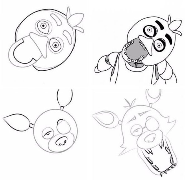 Поэтапное рисование АНИМАТРОНИКОВ