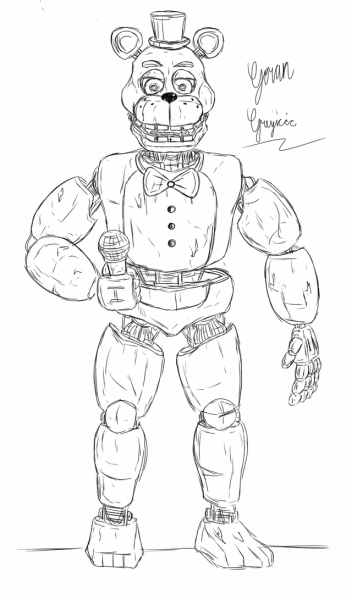 Раскраска FNAF Голден Фредди