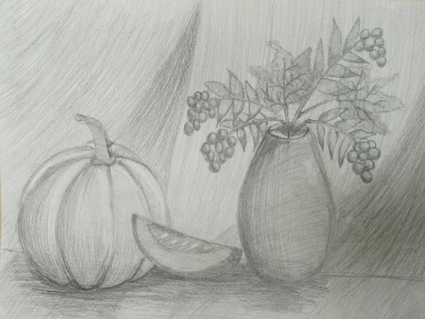 Натюрморт осень карандашом