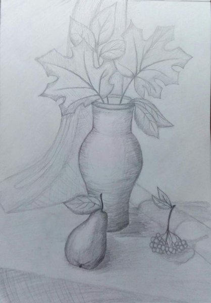 Осенний натюрморт карандашом