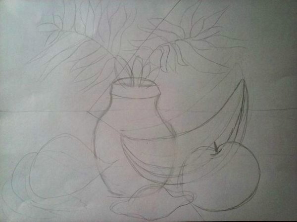 Осенний натюрморт простым карандашом