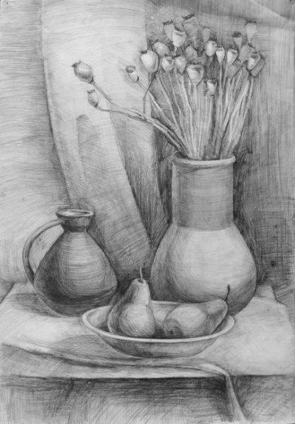 Осенний натюрморт карандашом