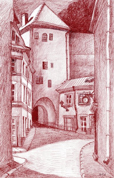 Город рисунок карандашом