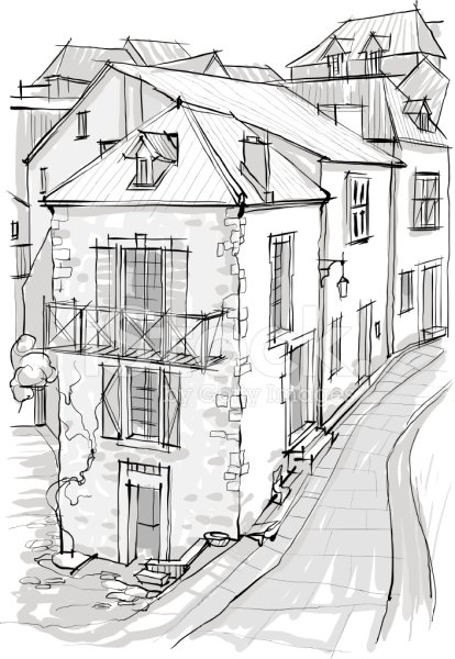 Скетч улицы легкий