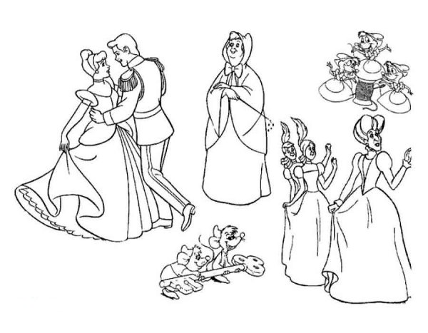Золушка раскраска для детей