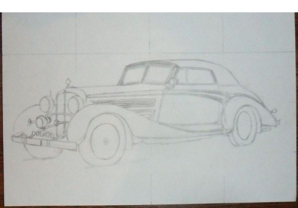 Ретро автомобиль рисунок карандашом