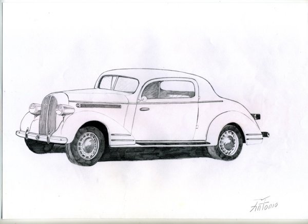 Ретро автомобили карандашом