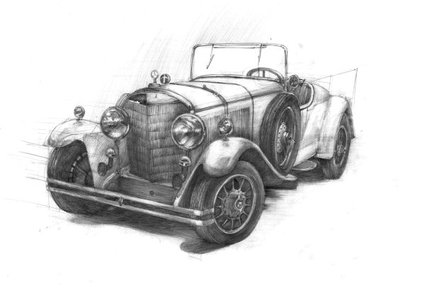 Рисунок автомобиля карандашом