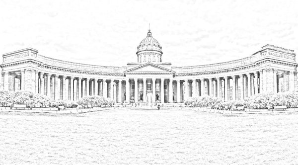 Казанский собор в Санкт-Петербурге чб