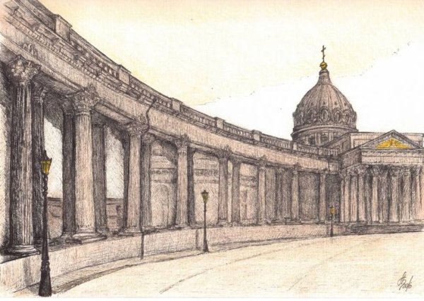 Казанский собор в Санкт-Петербурге рисунок