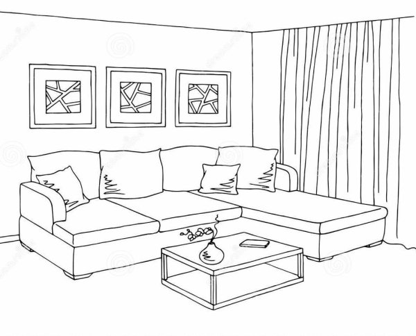 Гостиная комната для срисовки