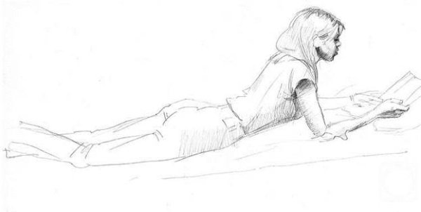 Набросок лежащего человека