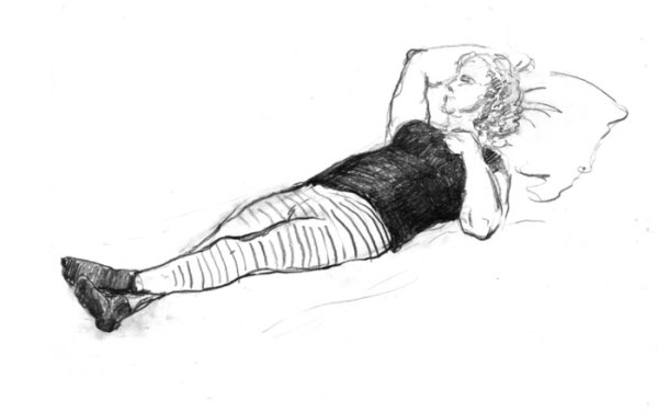 Человек лежит скетч