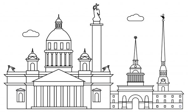 Силуэты зданий Санкт-Петербурга