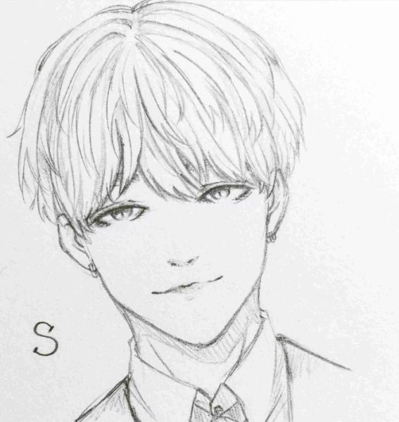 БТС аниме карандашом БТС