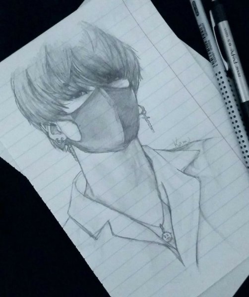 БТС аниме карандашом Чимин