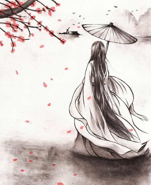 Японские рисунки карандашом