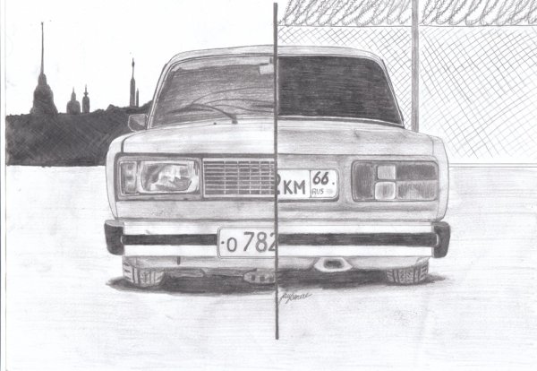 Легкий рисунок машины Жигули