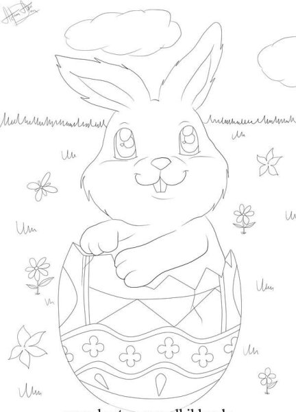 Пасхальный зайчик карандашом
