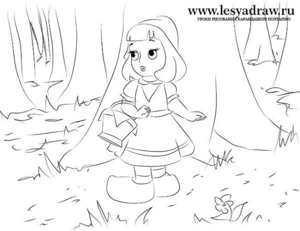 Красная шапочка рисунок карандашом