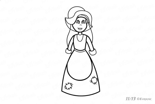 Поэтапное рисование Золушки