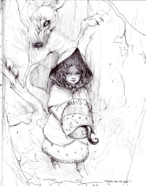 Красная шапочка карандашом