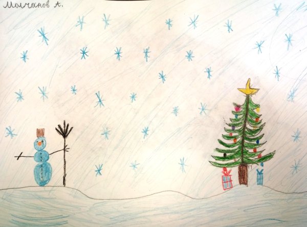 Рисование первый снег