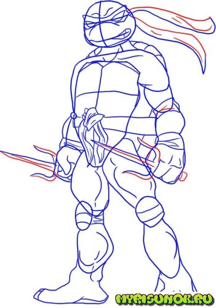 Черепашки ниндзя рисовать Рафаэль