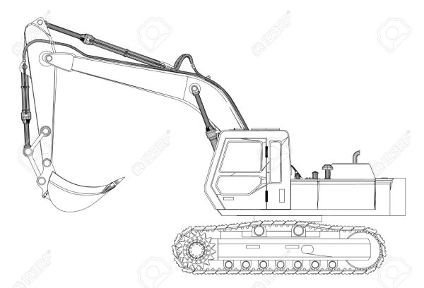Экскаватор вид сбоку схематично