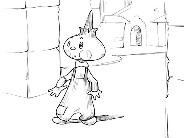 Герои из Чиполлино карандашом