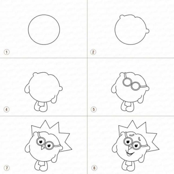 Как нарисовать Ёжика из смешариков поэтапно