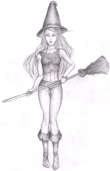 Поэтапное рисование ведьмы