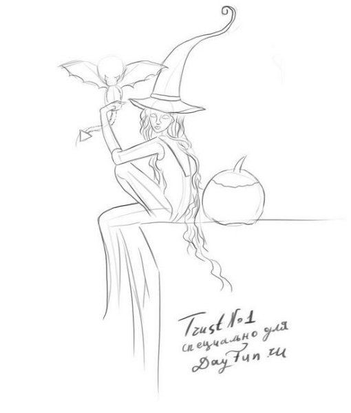 Ведьма раскраска