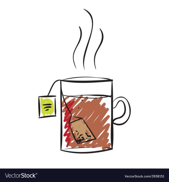 Чай пакетик в кружке вектор