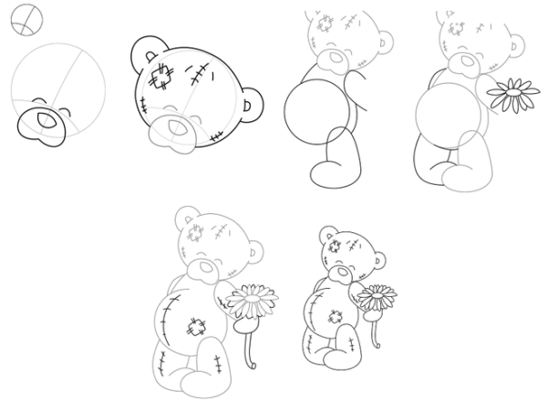 Мишка Тедди рисунок карандашом