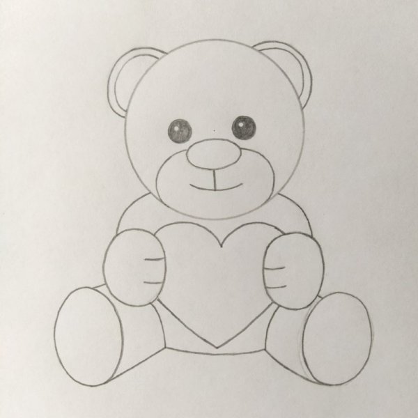 Рисунок медвежонка карандашом легкий