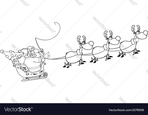 Дед Мороз на санях раскраска