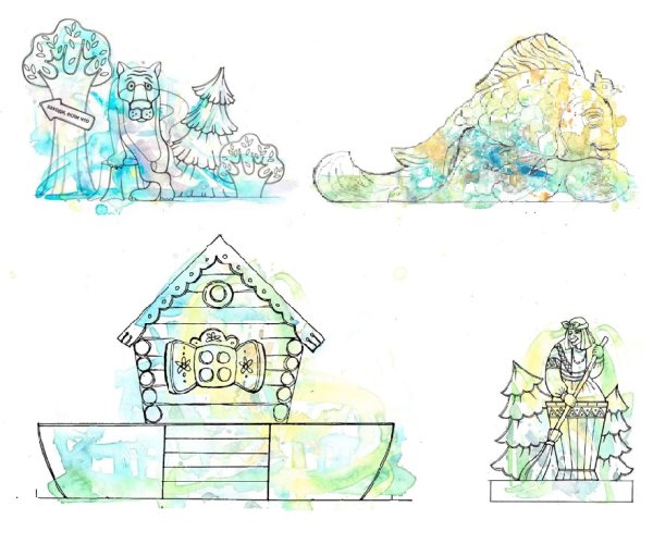 Царство снежной королевы гуашь