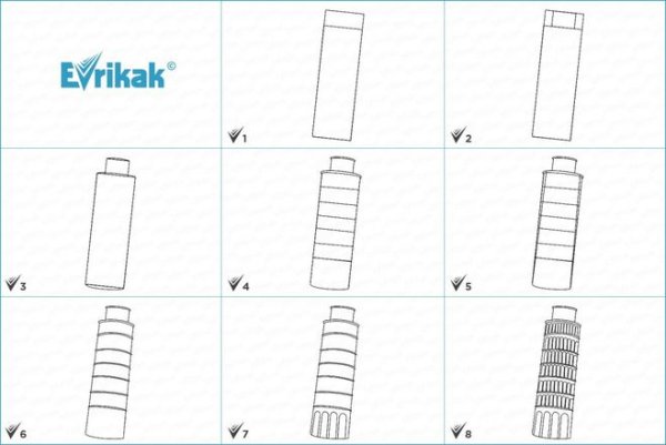 Пизанская башня Италия карандашом