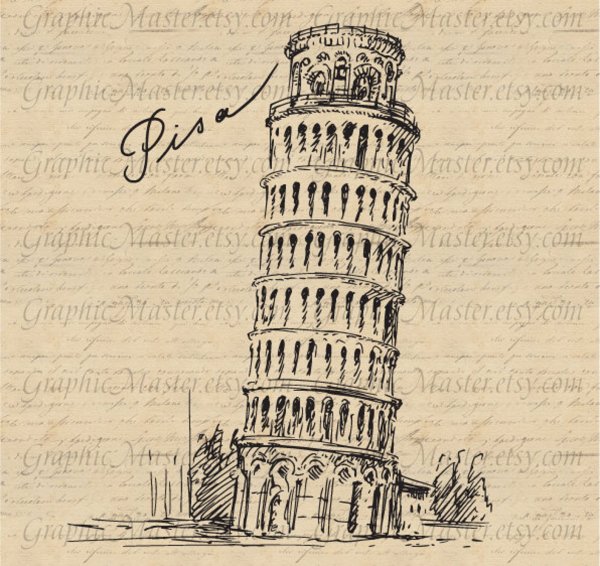 Пизанская башня рисунок сбоку
