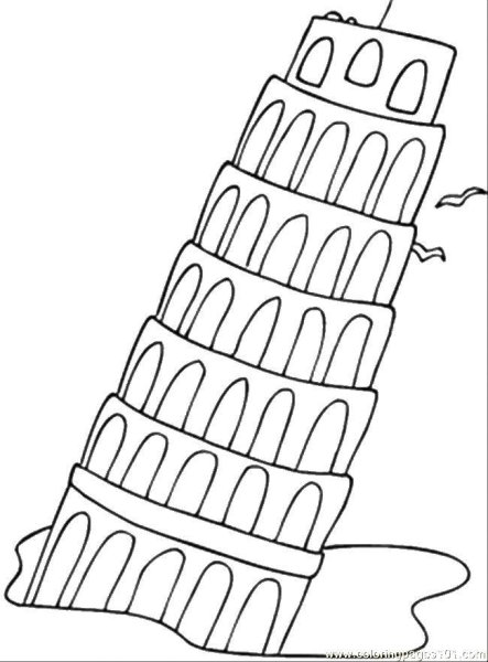 Падающая башня в Италии раскраска