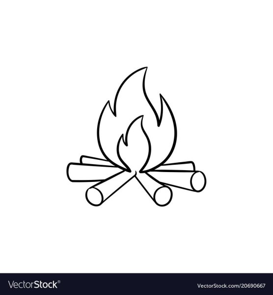 Костёр рисунок для детей карандашом