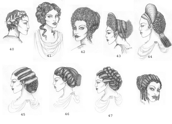 Историческая прическа карандашом